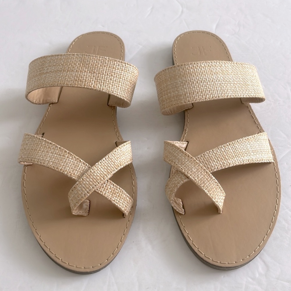 JustFab Women's Jute Natural Tan Flat Sandals Summer Shoes Size 9 New - Picture 6 of 9